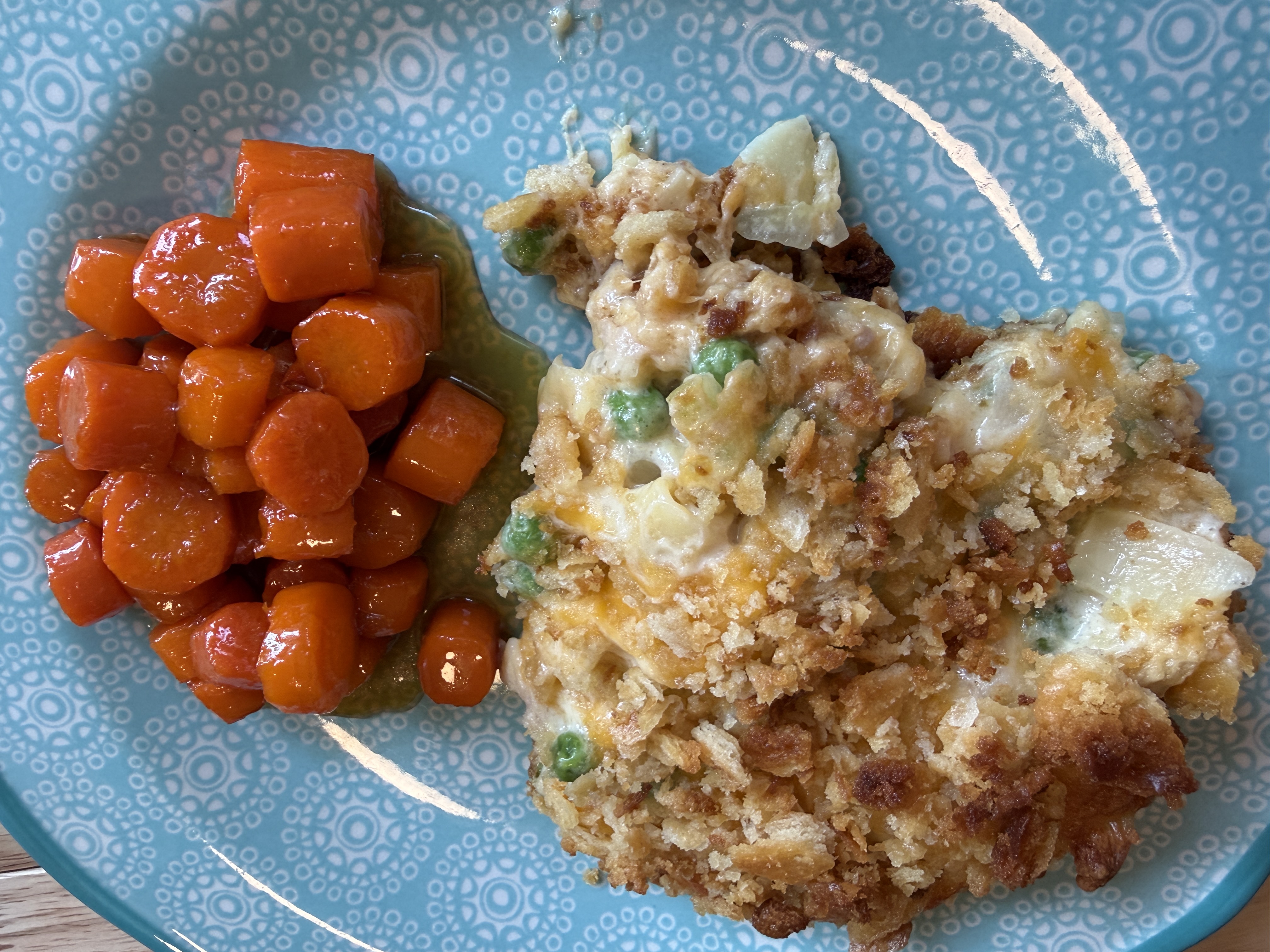 Classic Tuna Noodle Casserole with Glazed Carrots
